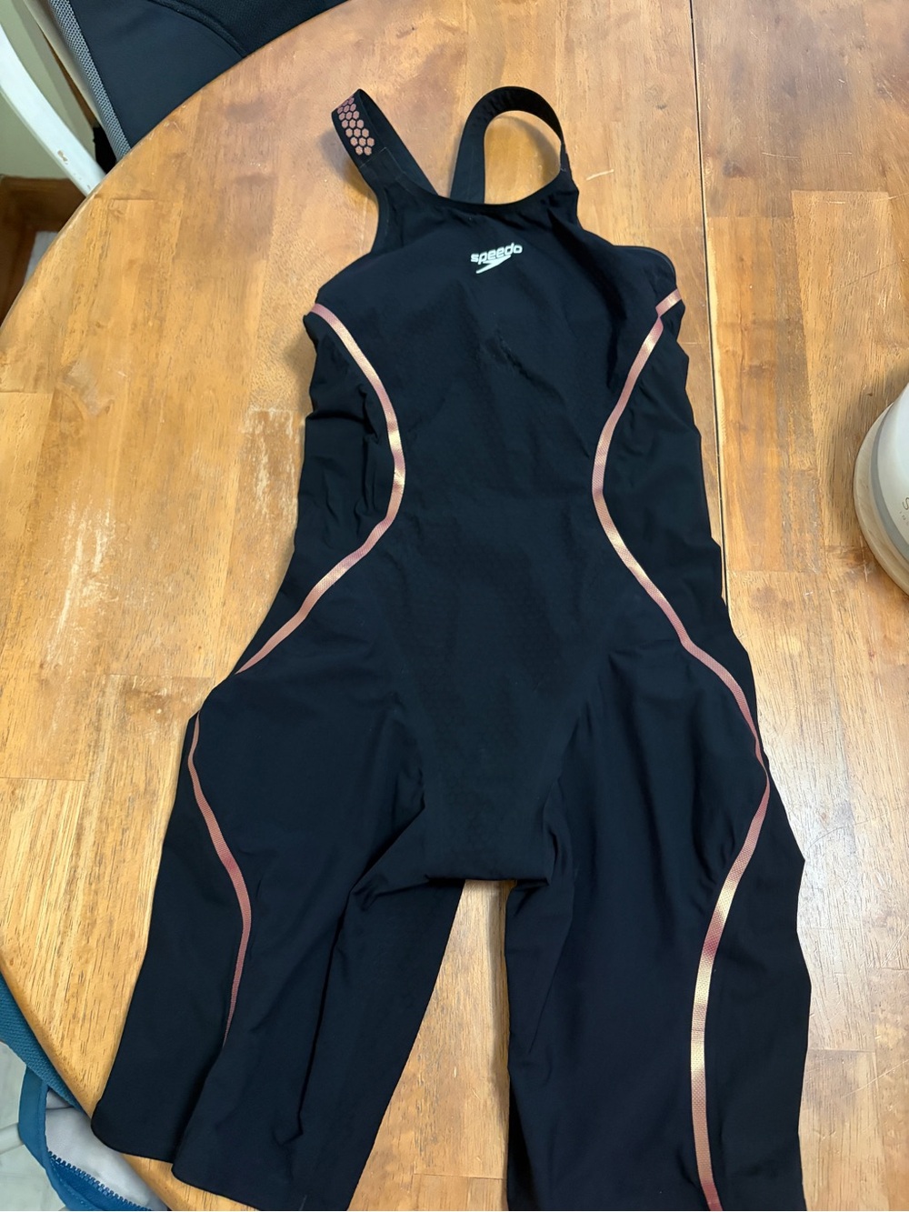 Speedo Tech suit/  Racing Suit with Metallic Pink Accent